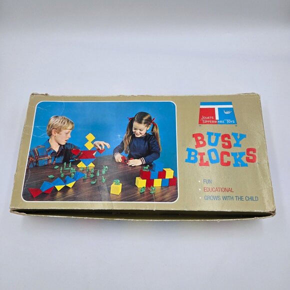 1970s Tupperware ABC Busy Blocks Missing I and R Green Figures Tupper Toys Box - Picture 15 of 16